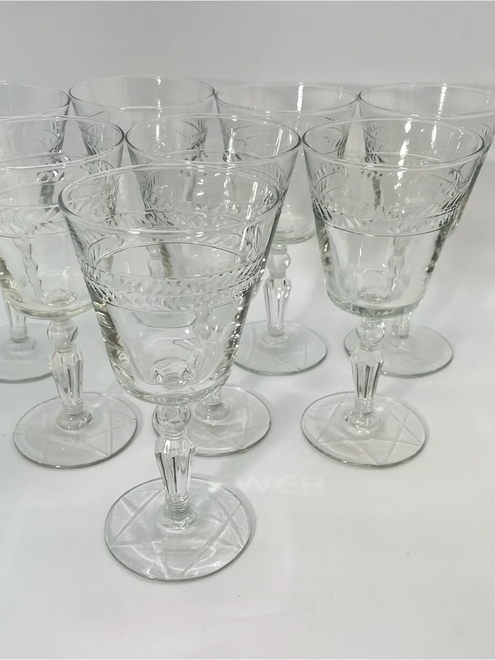 Vintage Libbey Rock Sharpe Jefferson Crystal Water Goblets Set of 8 Etched Star